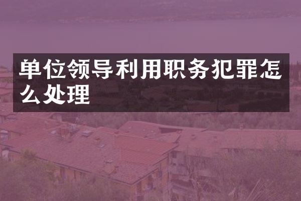 单位领导利用职务犯罪怎么处理
