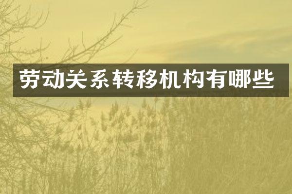 劳动关系转移机构有哪些