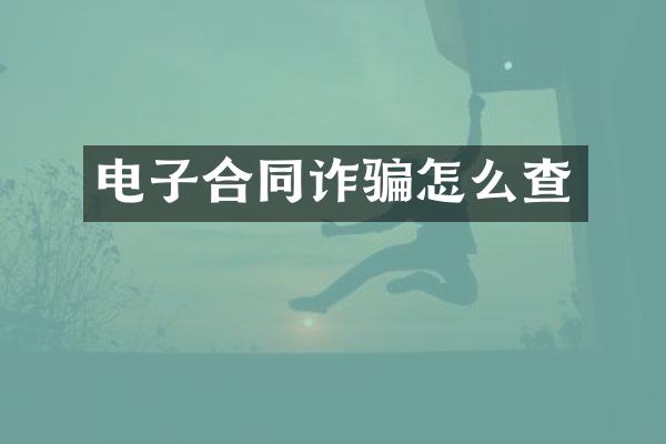 电子合同诈骗怎么查