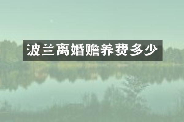 波兰离婚赡养费多少