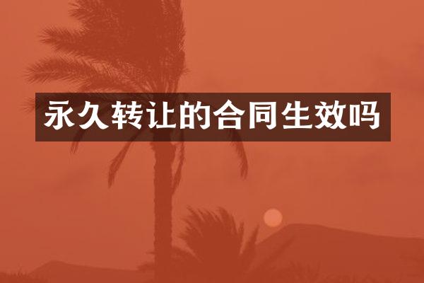 永久转让的合同生效吗