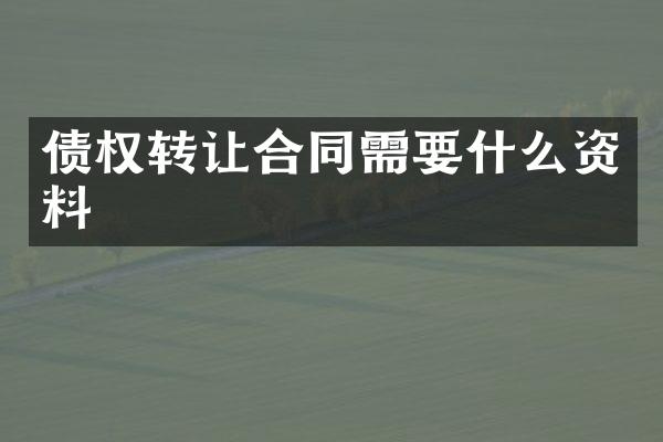 债权转让合同需要什么资料