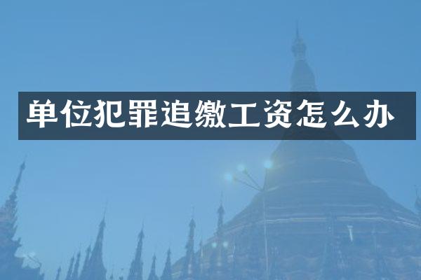 单位犯罪追缴工资怎么办