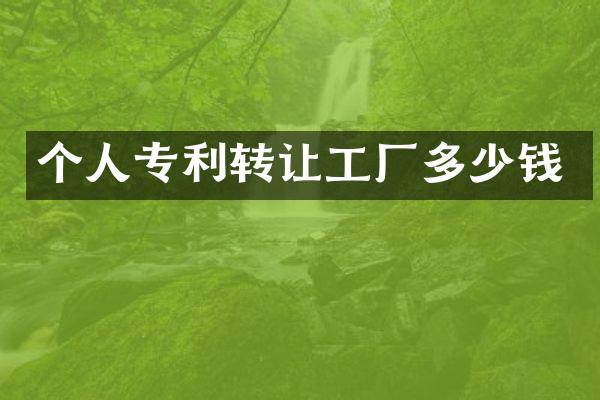 个人专利转让工厂多少钱