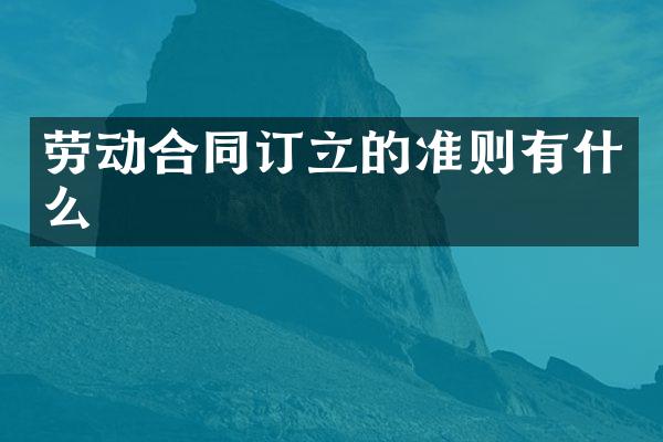 劳动合同订立的准则有什么