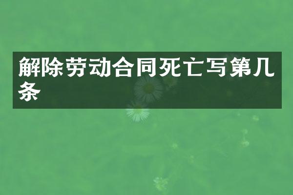 解除劳动合同死亡写第几条