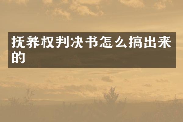 抚养权判决书怎么搞出来的