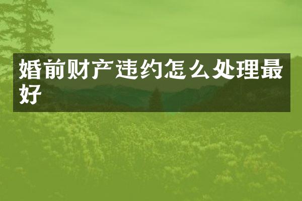 婚前财产违约怎么处理最好