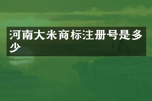 河南大米商标注册号是多少