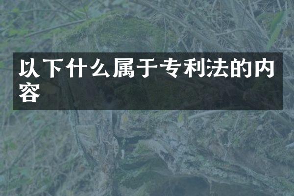以下什么属于专利法的内容