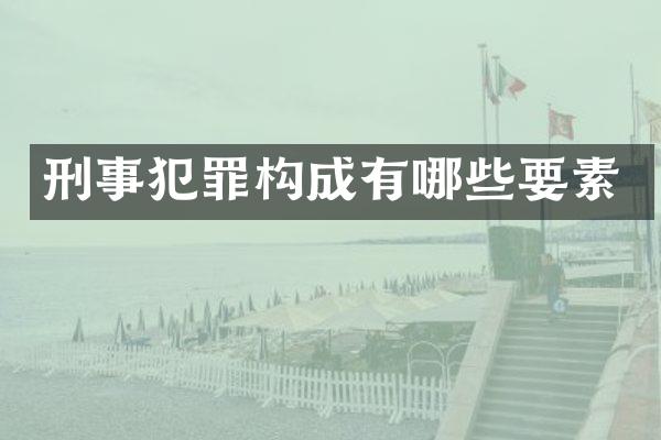 刑事犯罪构成有哪些要素