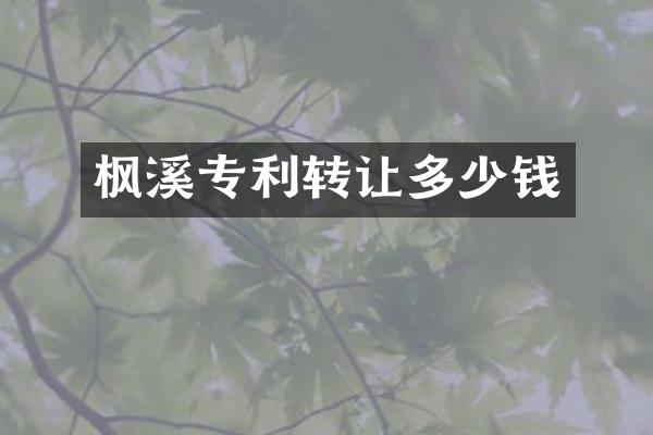 枫溪专利转让多少钱