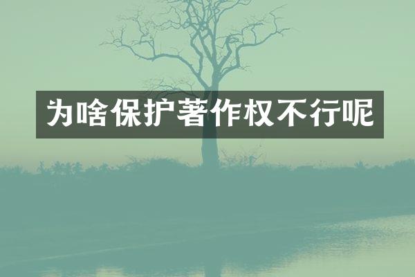为啥保护著作权不行呢