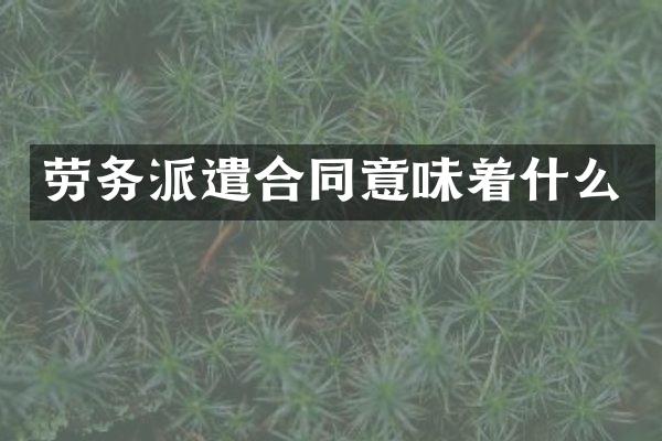 劳务派遣合同意味着什么
