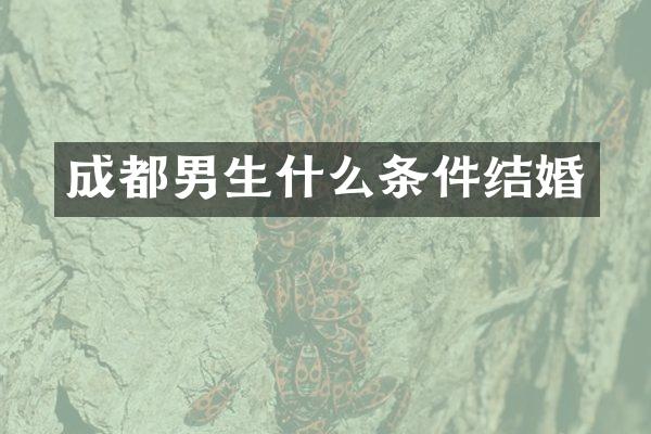 成都男生什么条件结婚