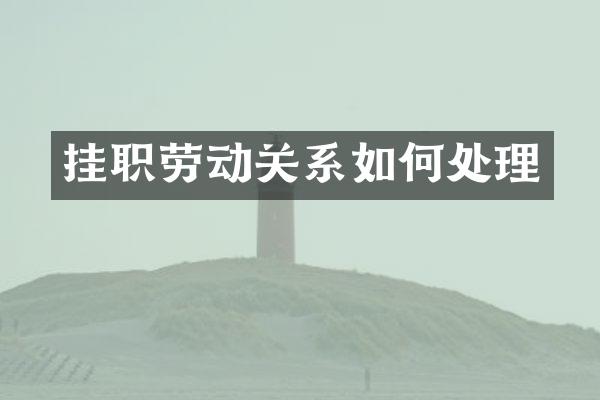 挂职劳动关系如何处理