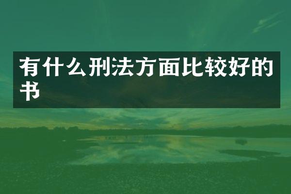 有什么刑法方面比较好的书