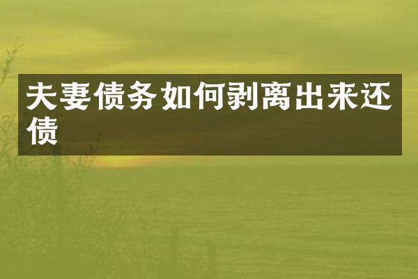 夫妻债务如何剥离出来还债