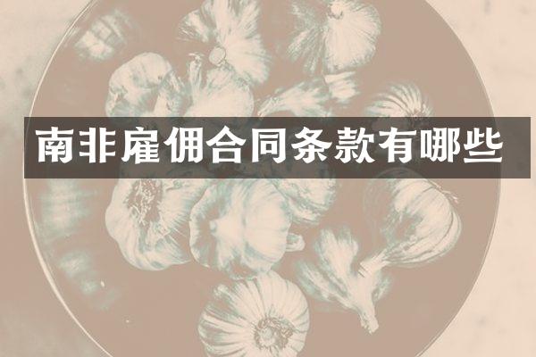 南非雇佣合同条款有哪些