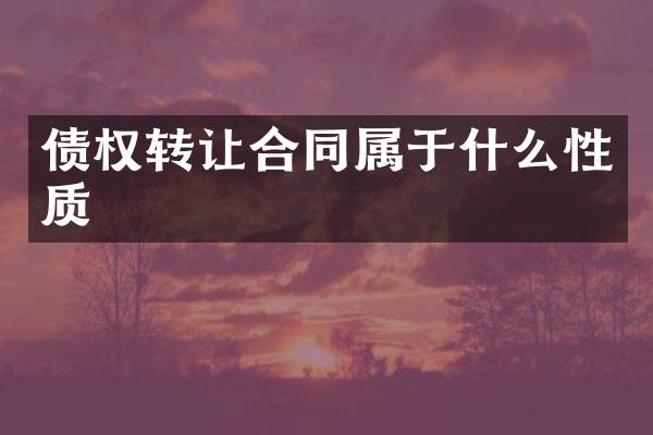 债权转让合同属于什么性质