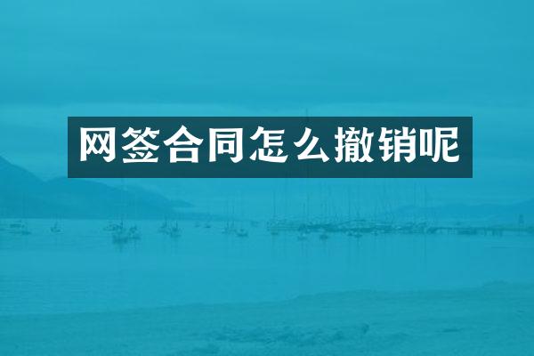 网签合同怎么撤销呢