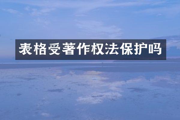 表格受著作权法保护吗