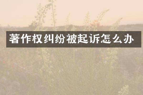 著作权纠纷被起诉怎么办