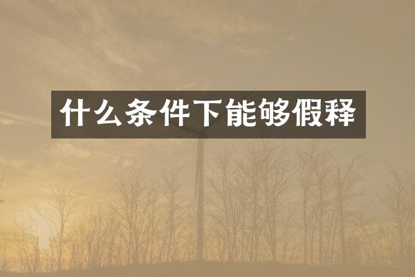 什么条件下能够假释