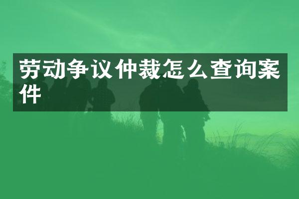 劳动争议仲裁怎么查询案件