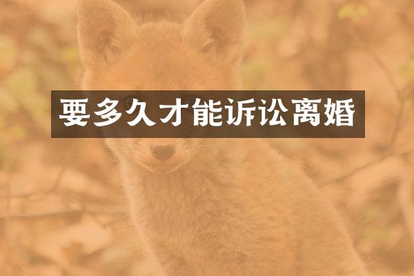 要多久才能诉讼离婚