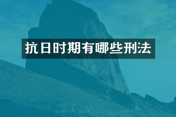 抗日时期有哪些刑法