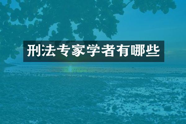 刑法专家学者有哪些