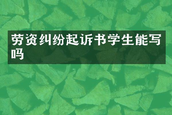 劳资纠纷起诉书学生能写吗