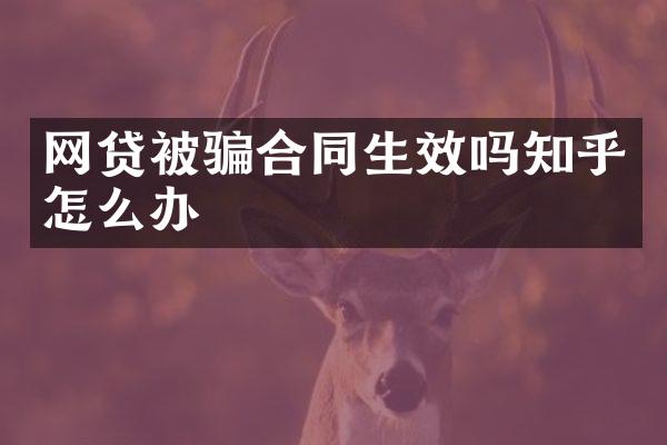 网贷被骗合同生效吗知乎怎么办