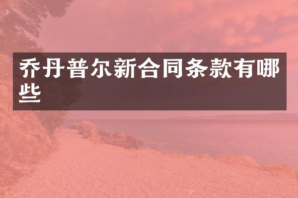 乔丹普尔新合同条款有哪些
