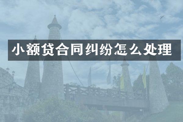 小额贷合同纠纷怎么处理