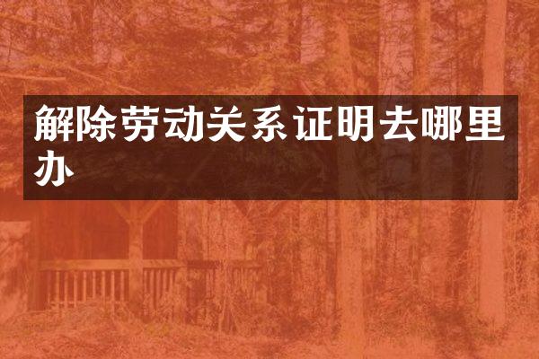 解除劳动关系证明去哪里办
