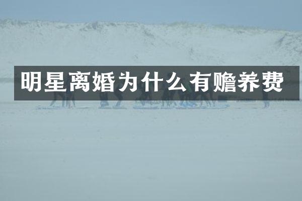 明星离婚为什么有赡养费