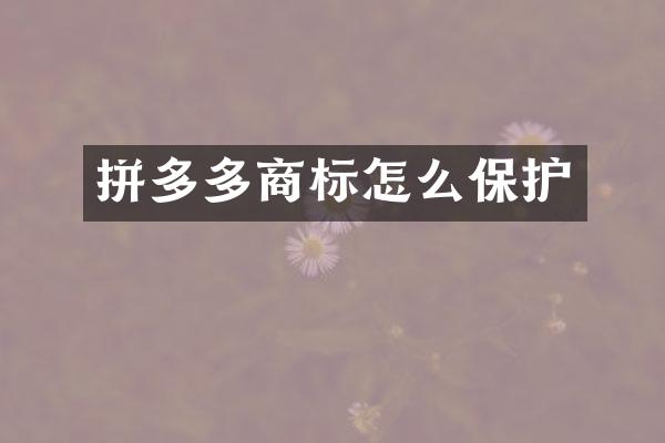 拼多多商标怎么保护