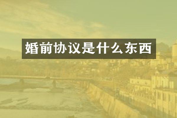 婚前协议是什么东西