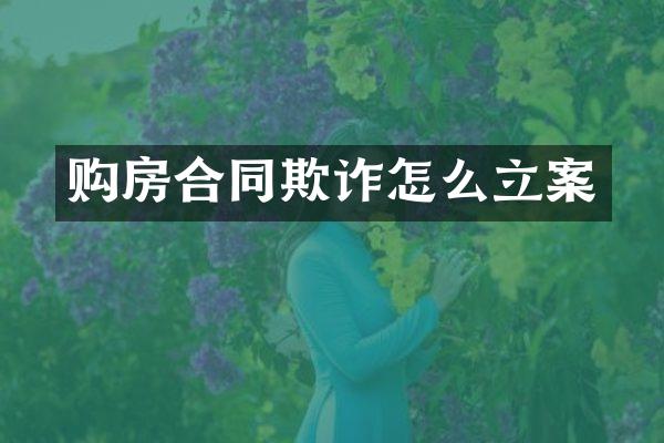 购房合同欺诈怎么立案