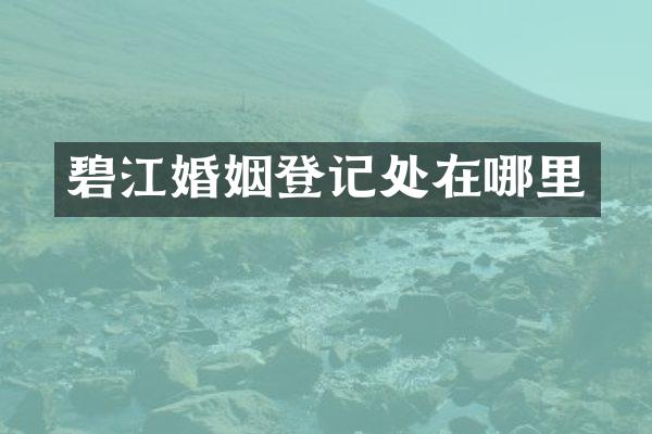 碧江婚姻登记处在哪里