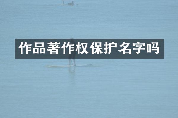 作品著作权保护名字吗
