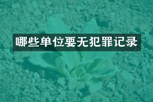 哪些单位要无犯罪记录
