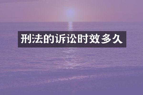 刑法的诉讼时效多久
