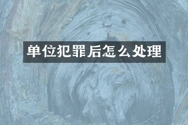 单位犯罪后怎么处理
