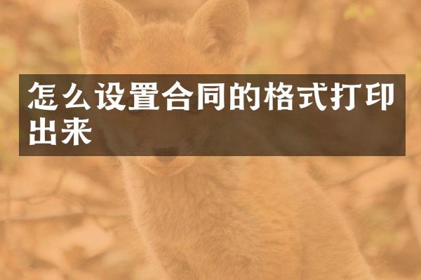 怎么设置合同的格式打印出来