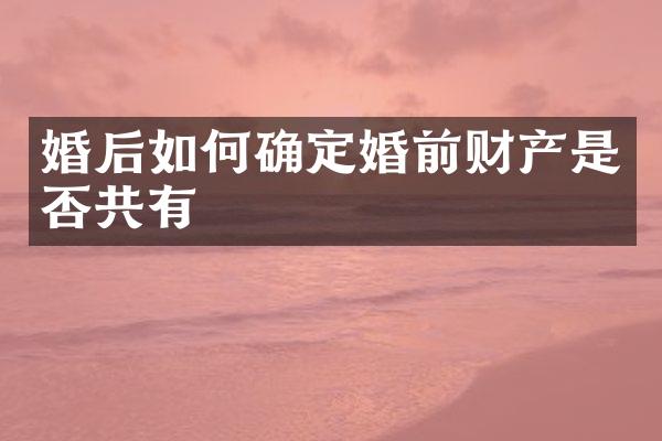 婚后如何确定婚前财产是否共有