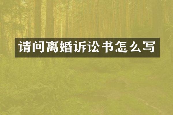 请问离婚诉讼书怎么写