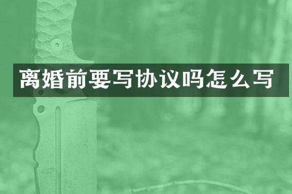 离婚前要写协议吗怎么写